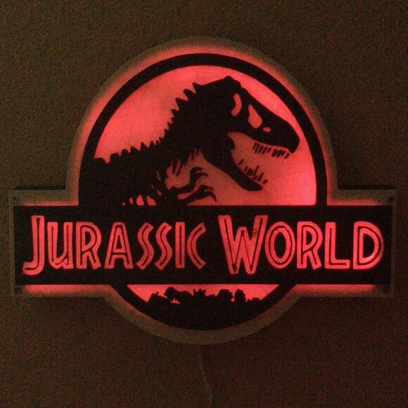 3D Printed Jurassic World RGB LED 8" x 6.5" Sign With Remote Control - Picture 2 of 13